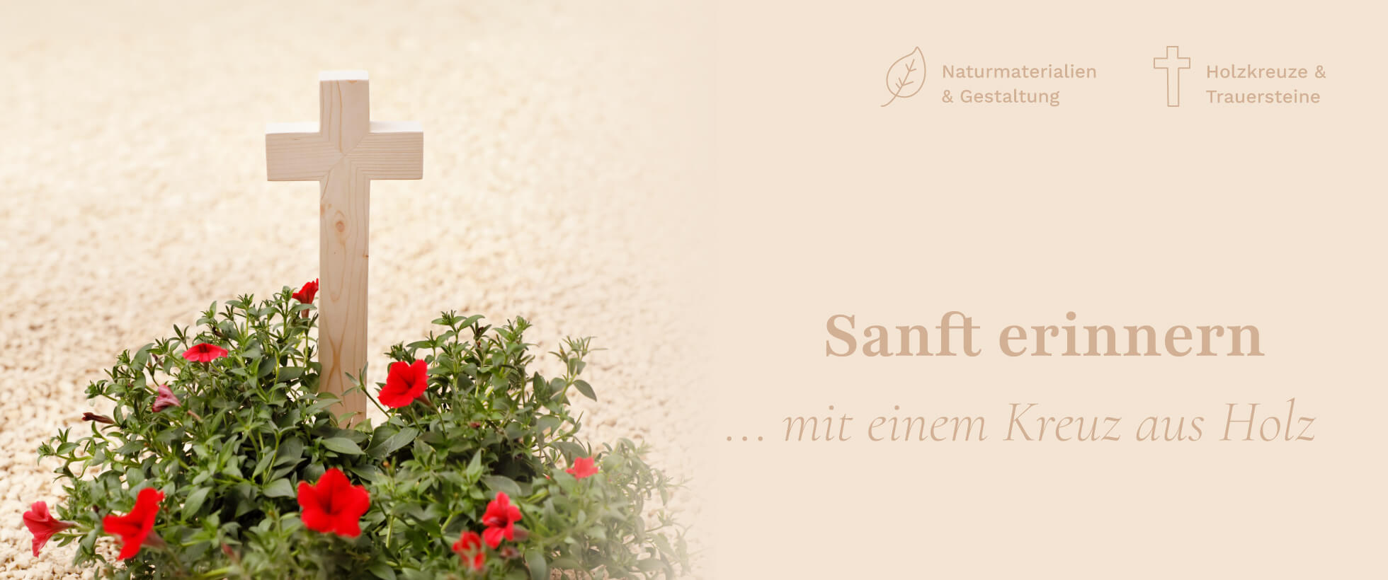 Sanft erinnern... mit einem Kreuz aus Holz